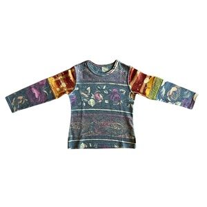 NWOT Vintage Pampolina Girls Top Sweater Size Sz 116  / 5-6 yo Floral design